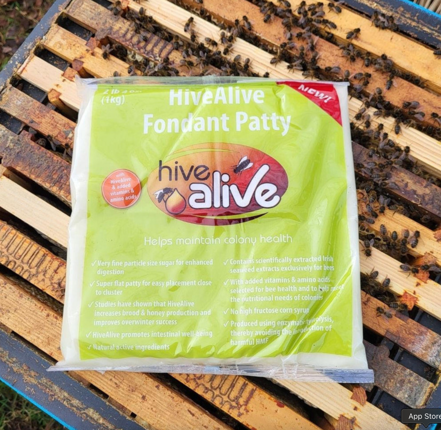 1kg HiveAlive fondant patty for honey bee feeding during winter or early spring
