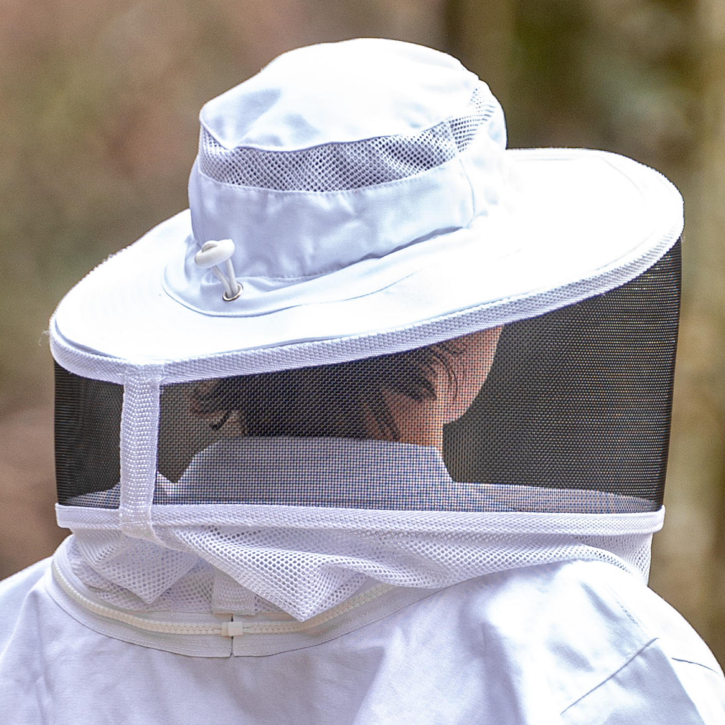Back view of Clear-Vue hat and veil combo