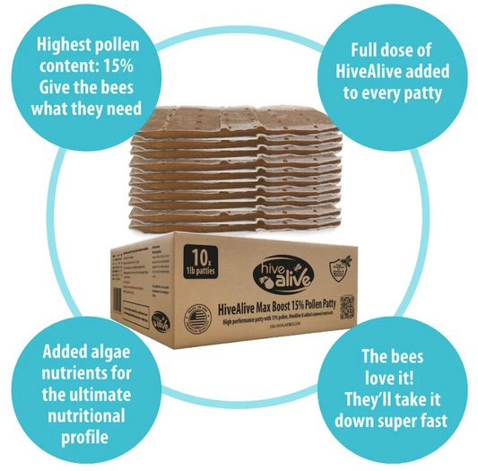 HiveAlive High-Performance Pollen Patty 10lb. Case (15% Real Pollen)