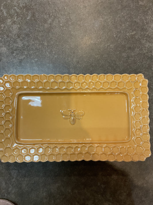 Yellow Ceramic Honeycomb Tray - Item# KJ189